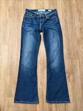 BKE Stella Flare Jeans Size 26 R Stretch Dark Wash Thick Stitch Back Pocket